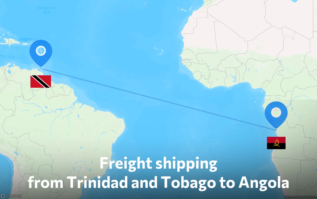 Shipping route from Trinidad and Tobago to Angola