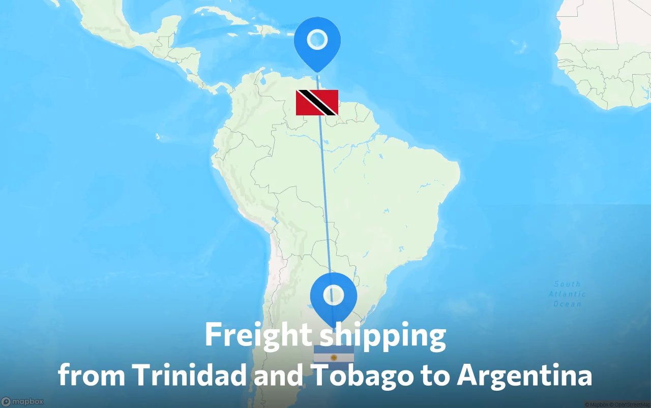 Shipping route from Trinidad and Tobago to Argentina