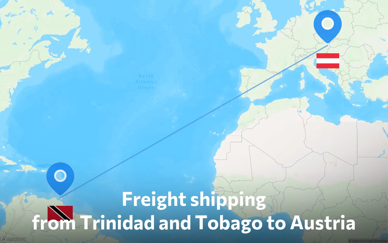 Shipping route from Trinidad and Tobago to Austria