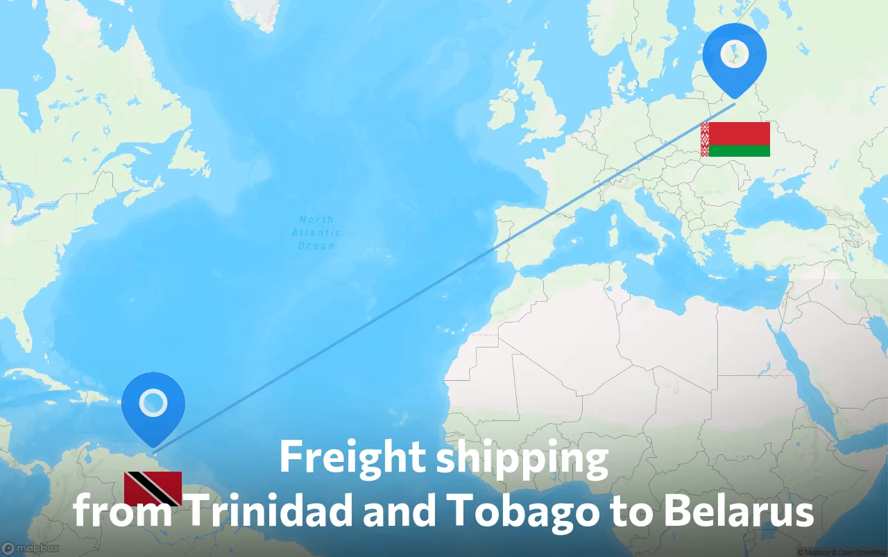 Shipping route from Trinidad and Tobago to Belarus