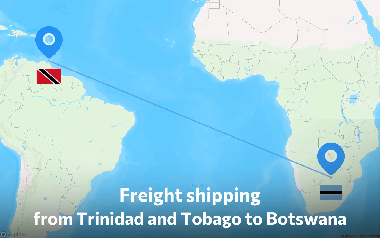 Shipping route from Trinidad and Tobago to Botswana