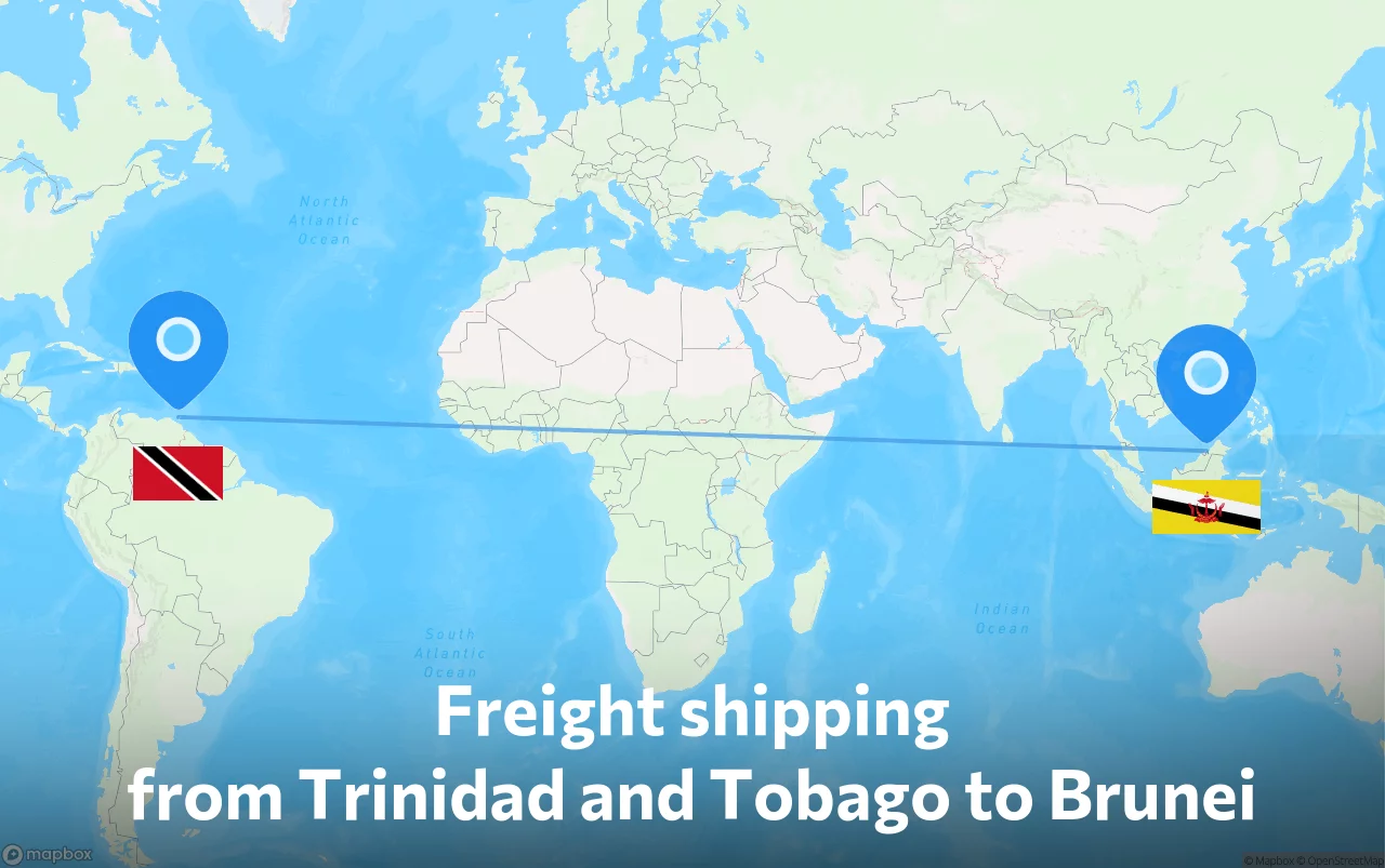 Shipping route from Trinidad and Tobago to Brunei
