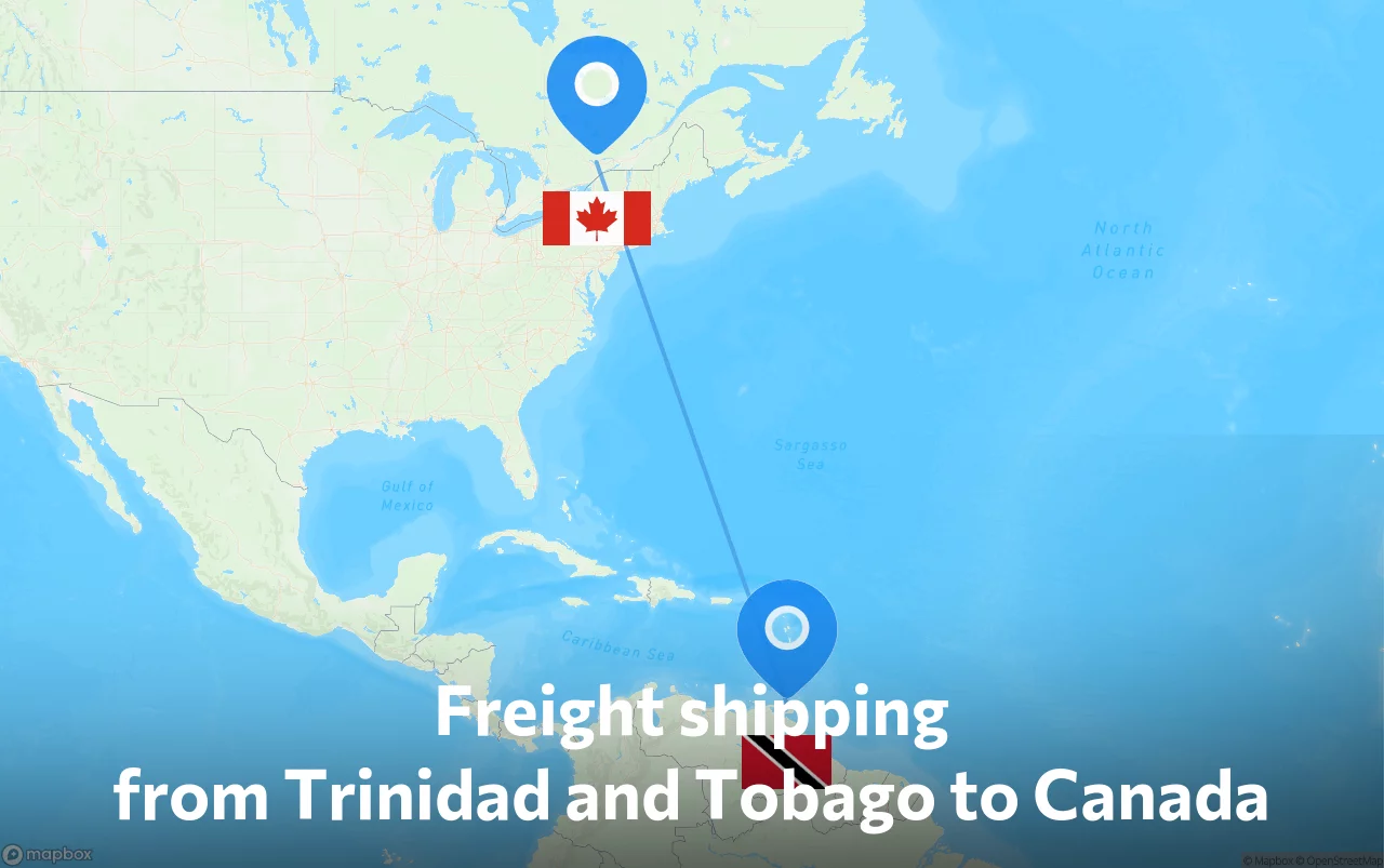 Shipping route from Trinidad and Tobago to Canada