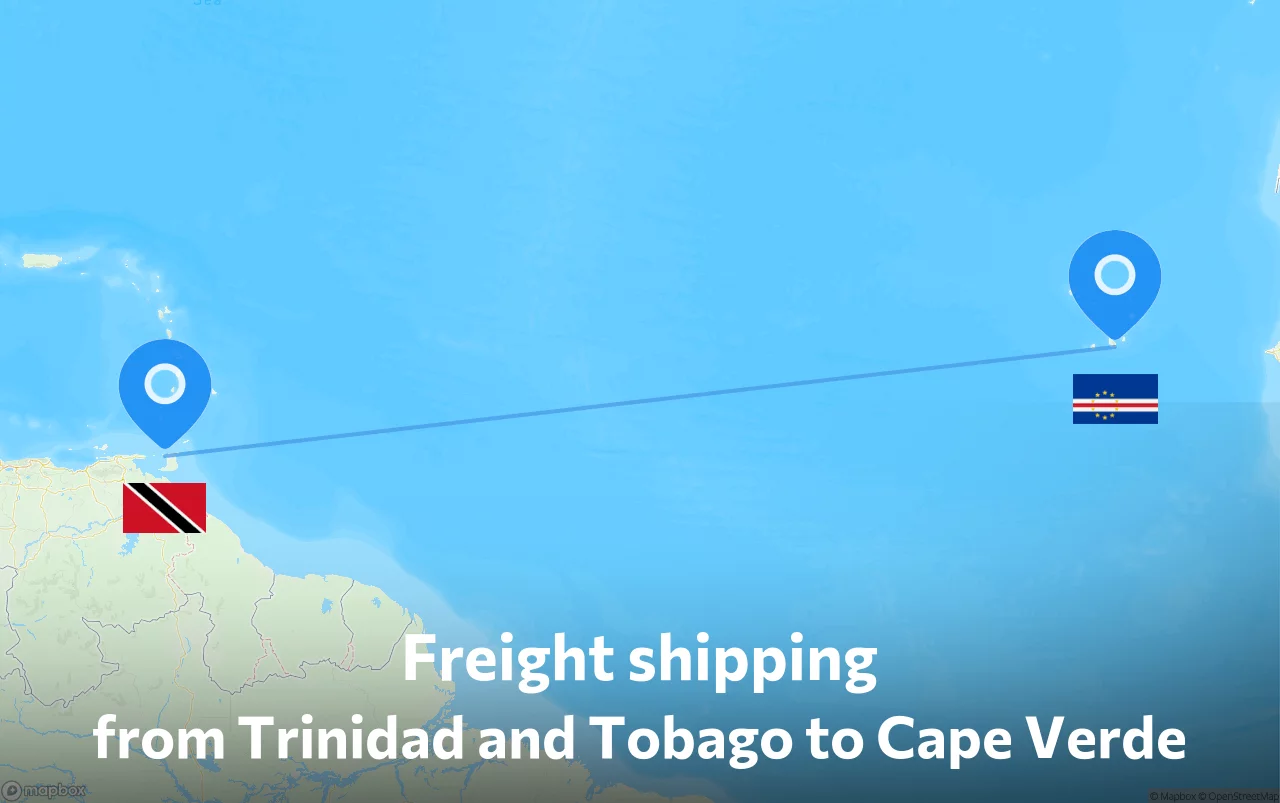 Shipping route from Trinidad and Tobago to Cape Verde