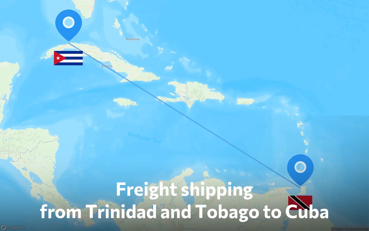 Shipping route from Trinidad and Tobago to Cuba