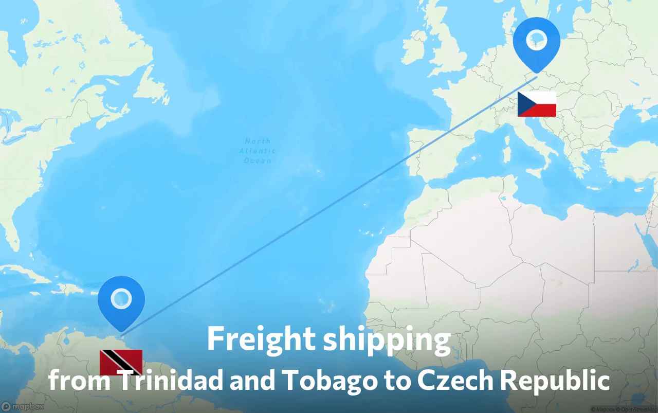 Shipping route from Trinidad and Tobago to Czech Republic