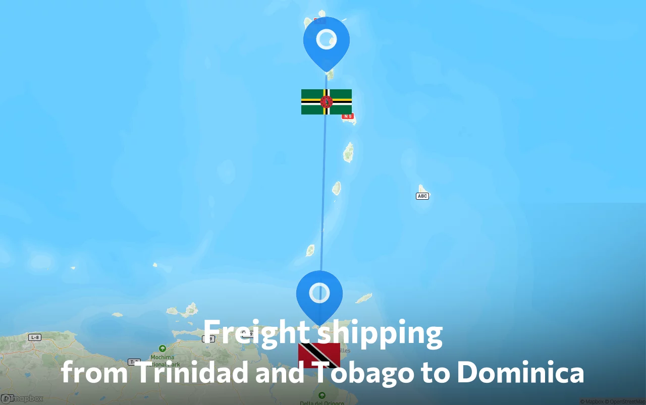 Shipping route from Trinidad and Tobago to Dominica