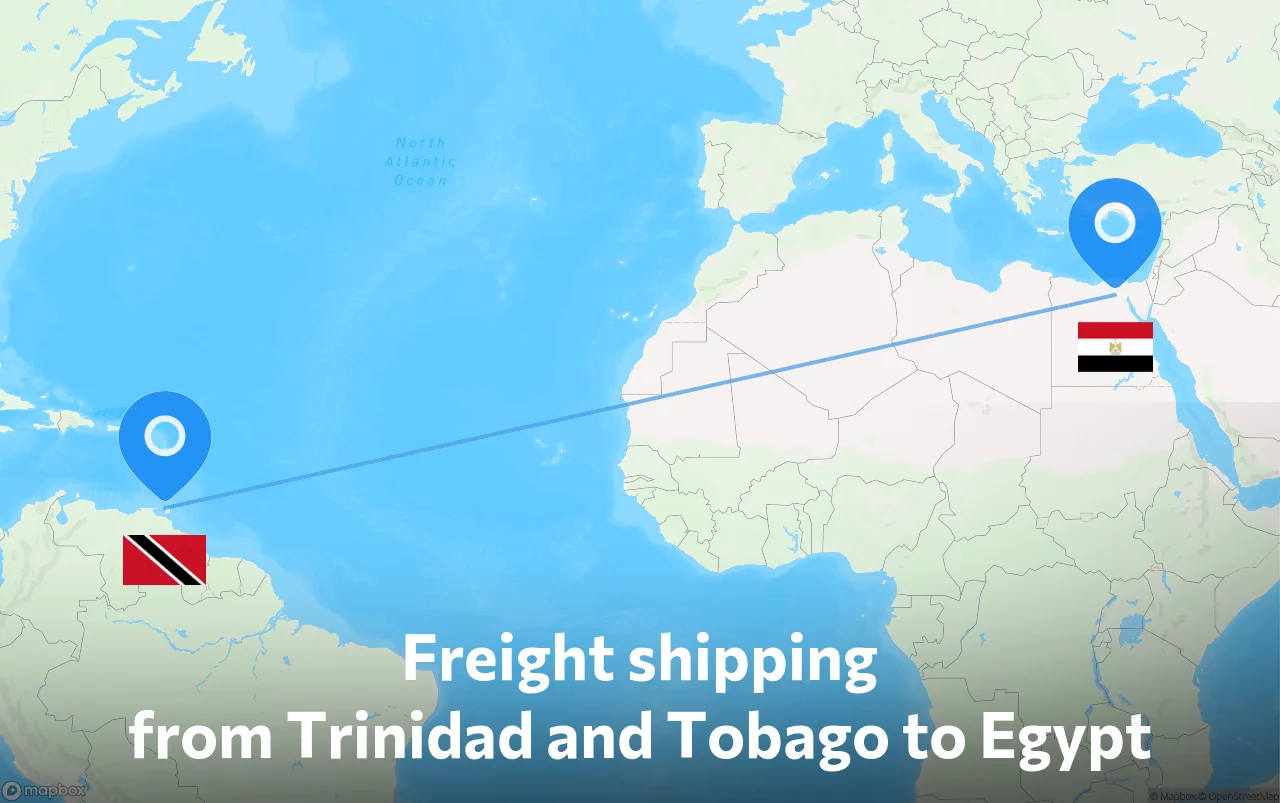 Shipping route from Trinidad and Tobago to Egypt