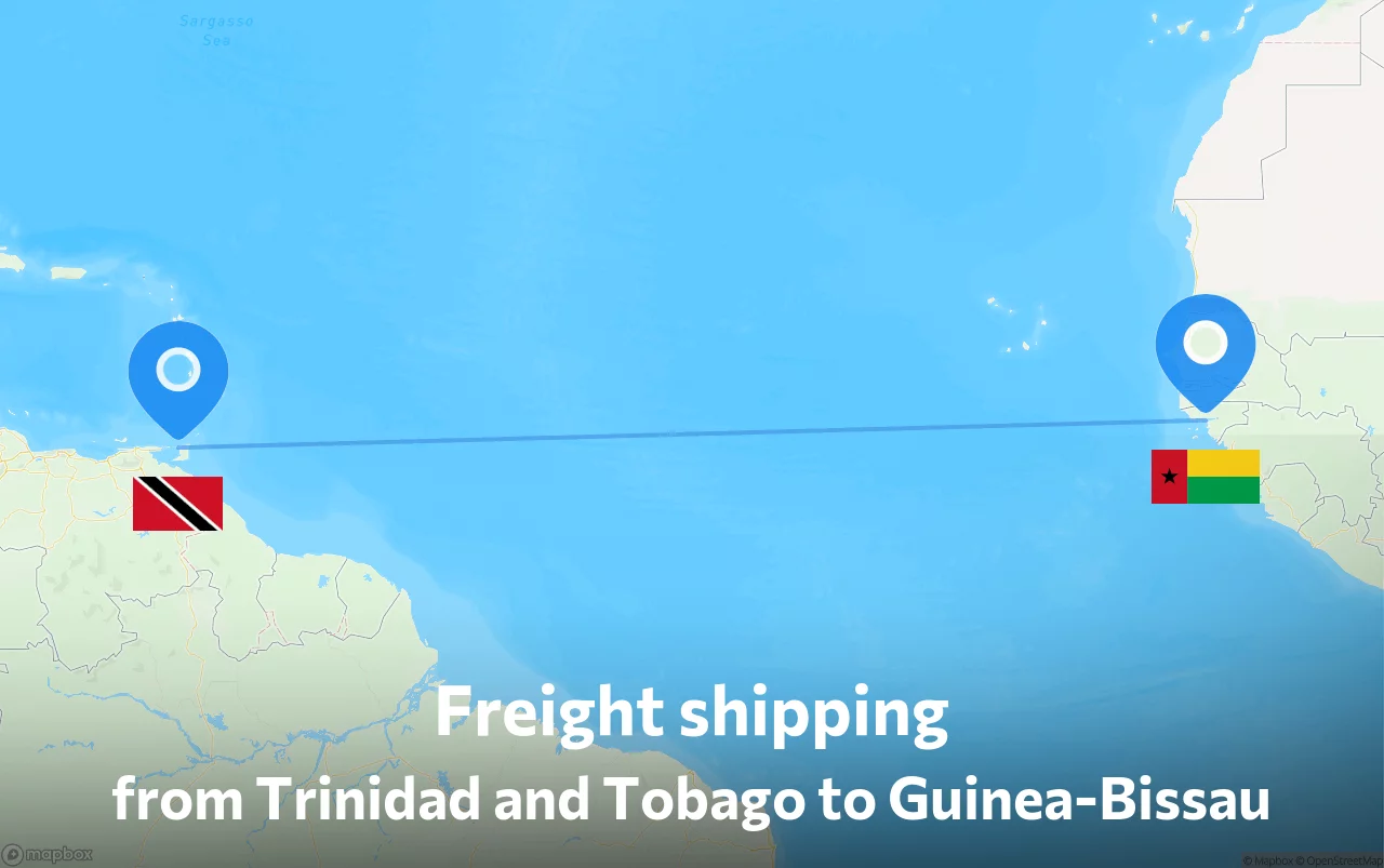 Shipping route from Trinidad and Tobago to Guinea-Bissau