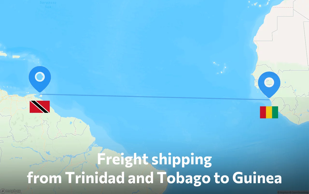 Shipping route from Trinidad and Tobago to Guinea