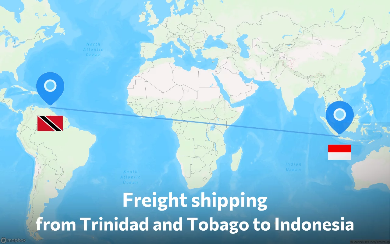 Shipping route from Trinidad and Tobago to Indonesia