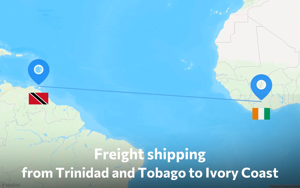 Shipping route from Trinidad and Tobago to Ivory Coast
