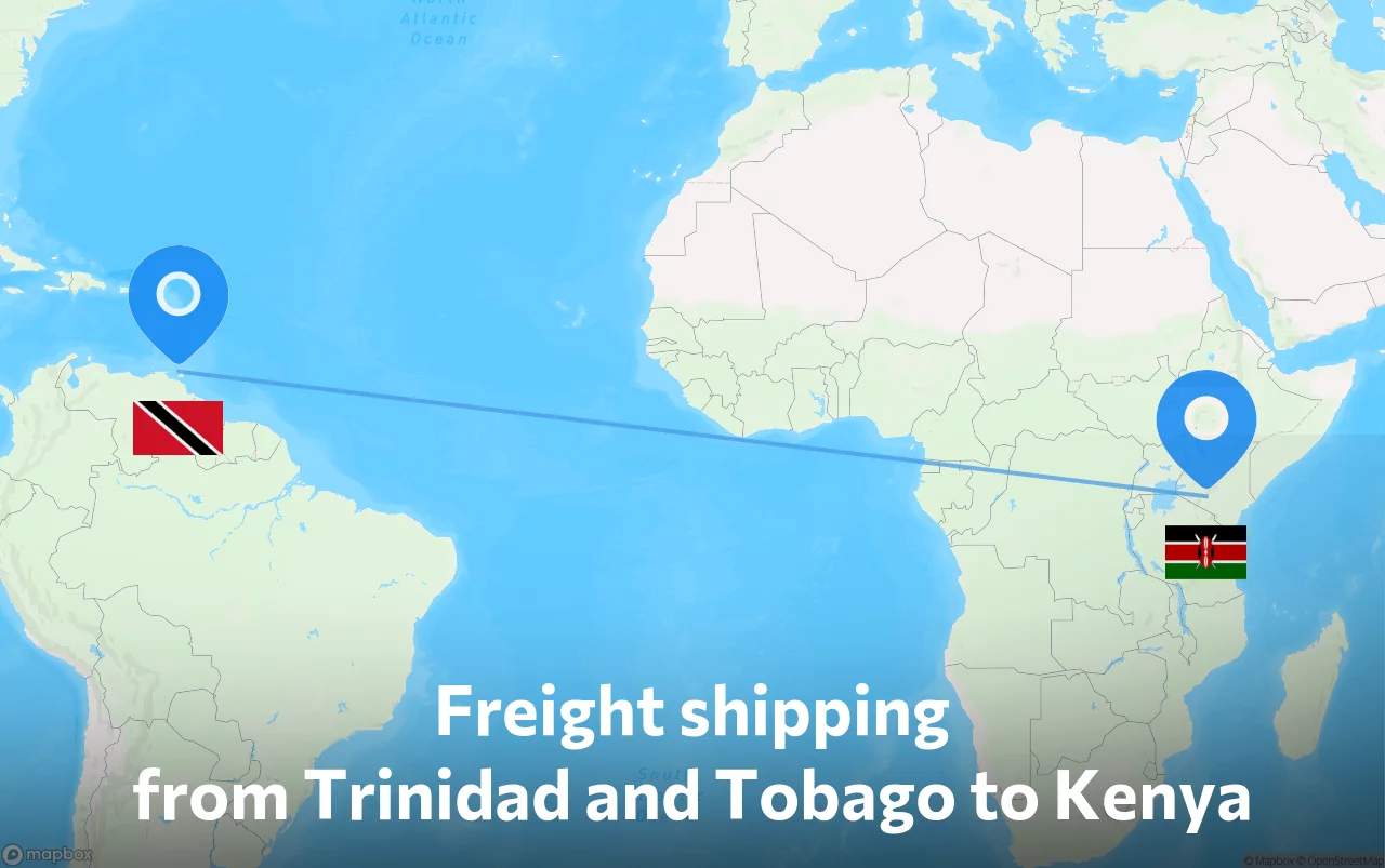 Shipping route from Trinidad and Tobago to Kenya