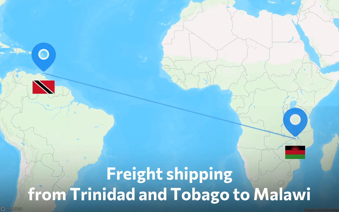 Shipping route from Trinidad and Tobago to Malawi