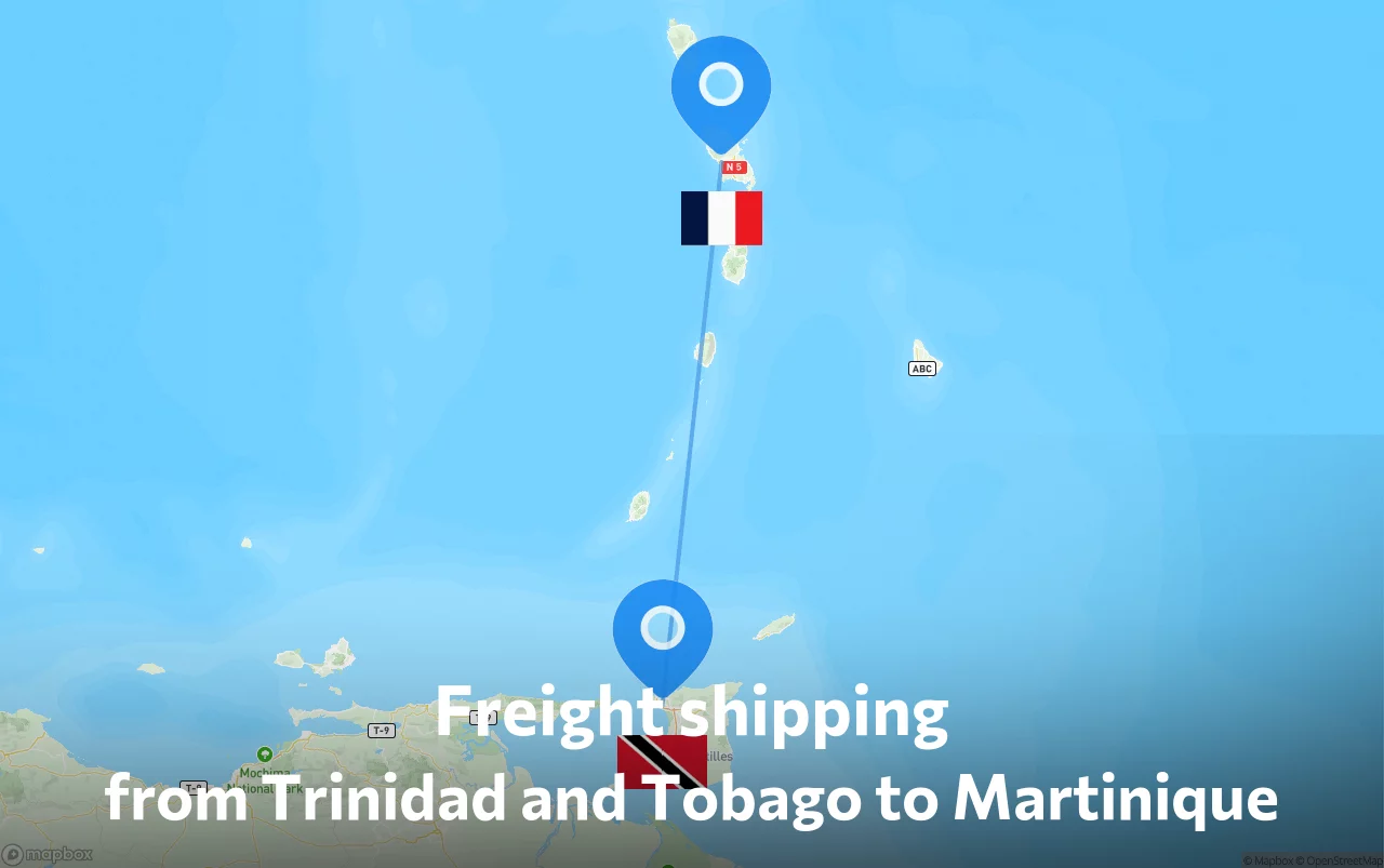 Shipping route from Trinidad and Tobago to Martinique