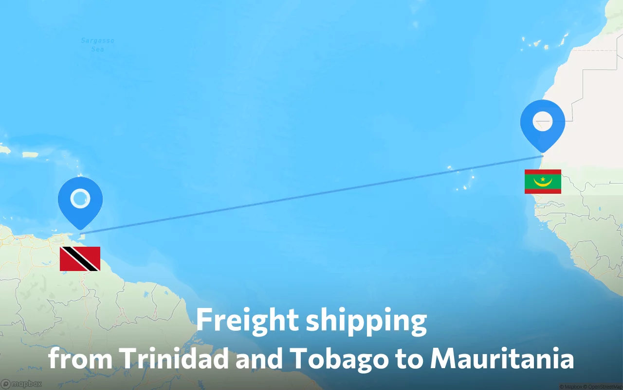 Shipping route from Trinidad and Tobago to Mauritania