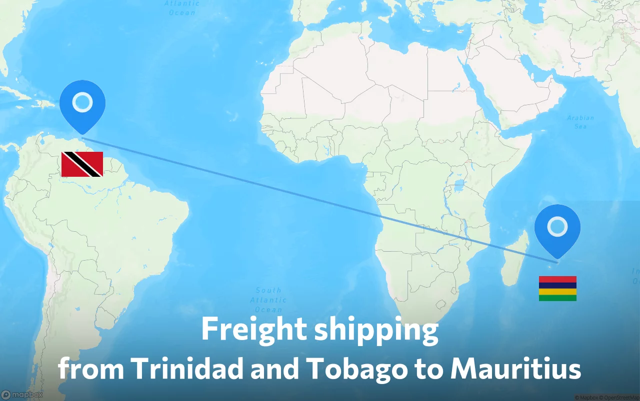 Shipping route from Trinidad and Tobago to Mauritius