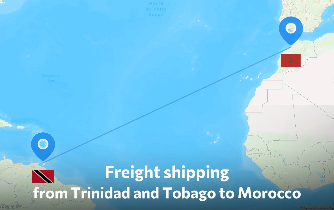 Shipping route from Trinidad and Tobago to Morocco