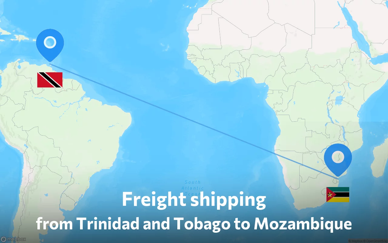 Shipping route from Trinidad and Tobago to Mozambique