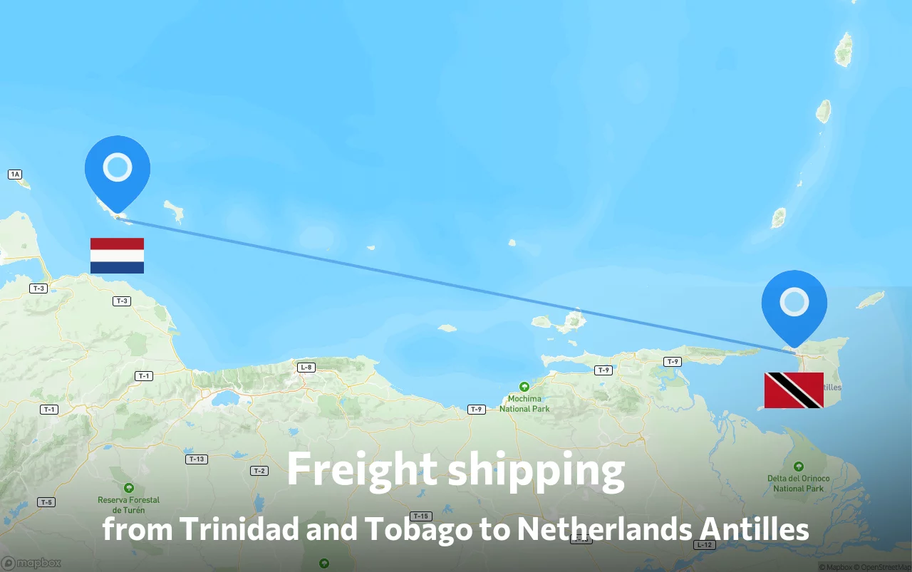 Shipping route from Trinidad and Tobago to Netherlands Antilles
