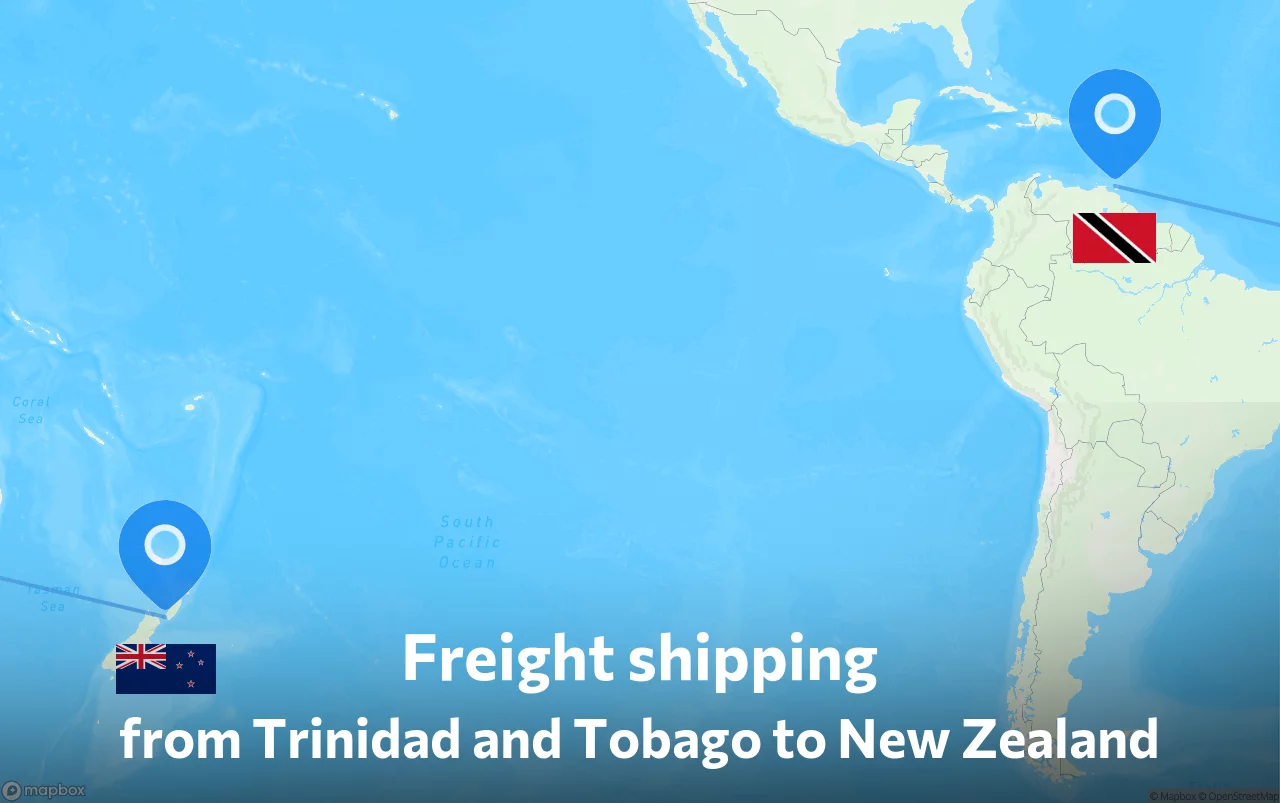 Shipping route from Trinidad and Tobago to New Zealand