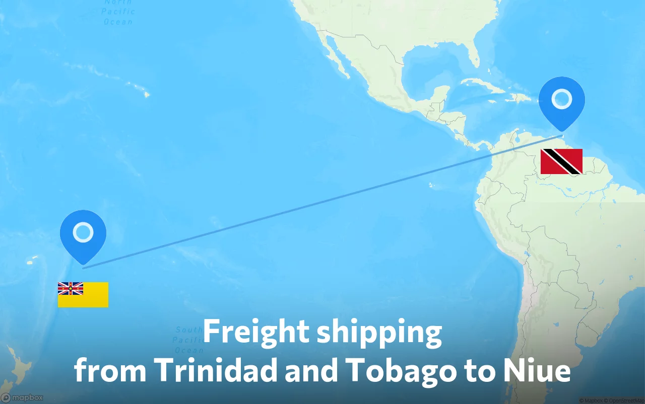 Shipping route from Trinidad and Tobago to Niue