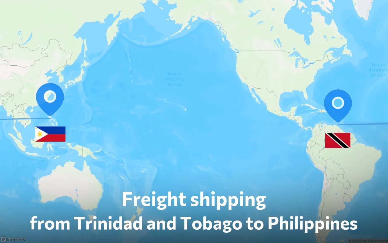 Shipping route from Trinidad and Tobago to Philippines