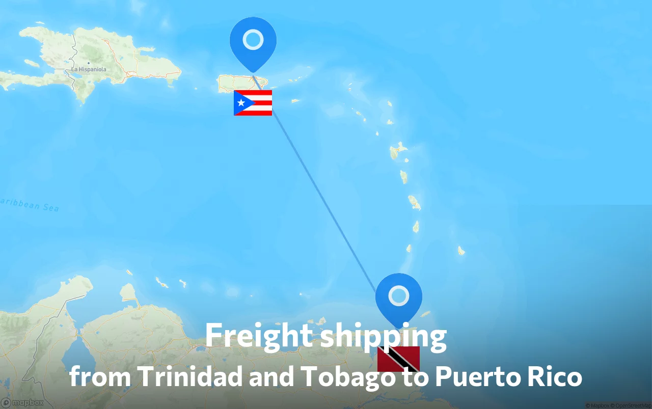 Shipping route from Trinidad and Tobago to Puerto Rico