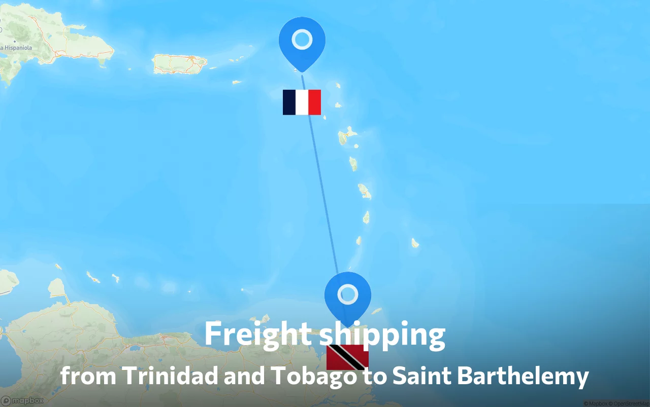 Shipping route from Trinidad and Tobago to Saint Barthelemy
