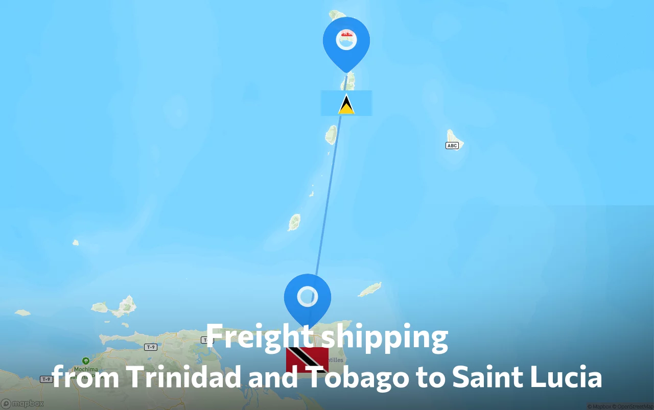 Shipping route from Trinidad and Tobago to Saint Lucia