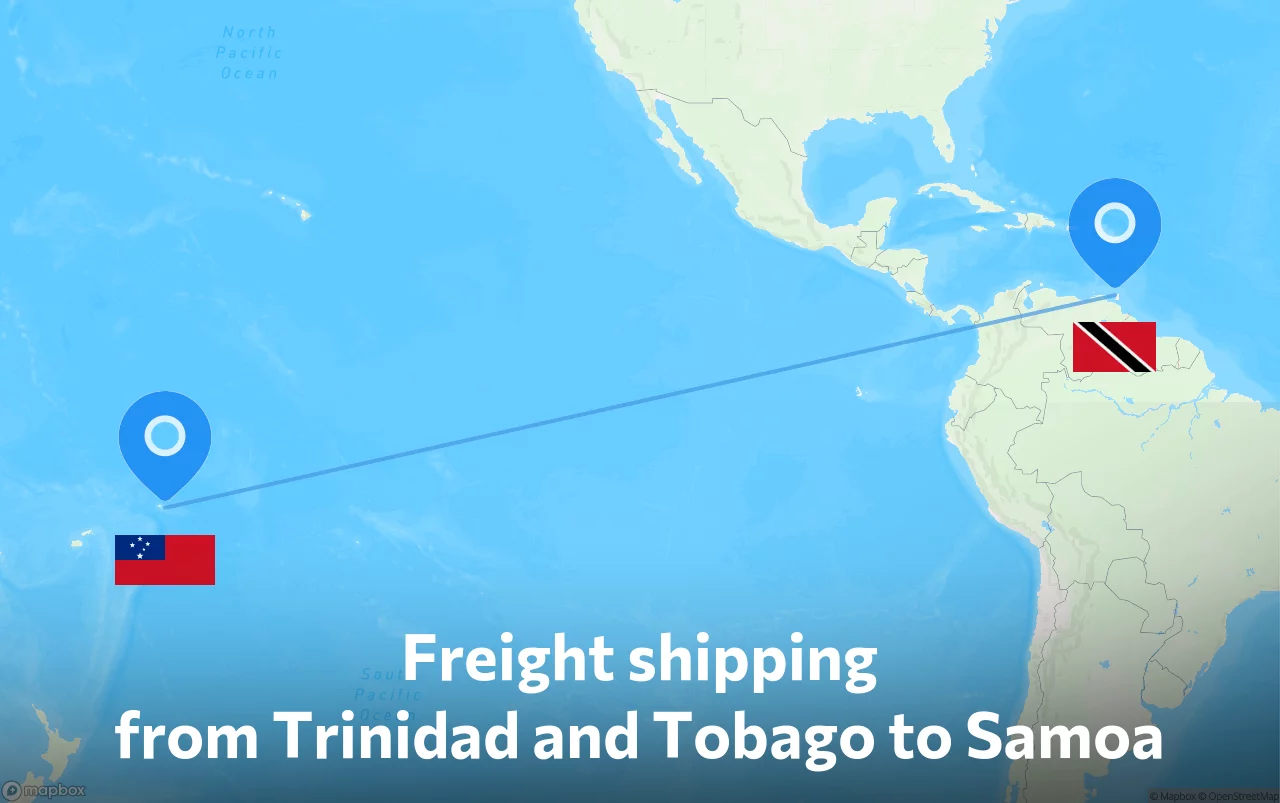 Shipping route from Trinidad and Tobago to Samoa