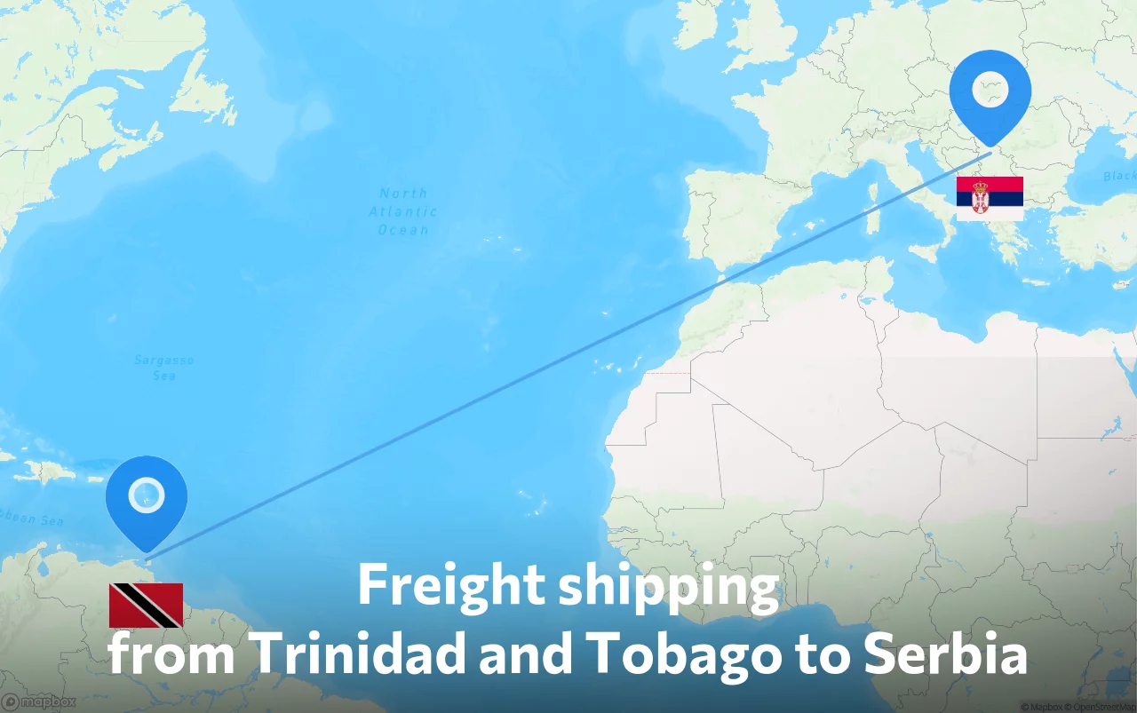 Shipping route from Trinidad and Tobago to Serbia