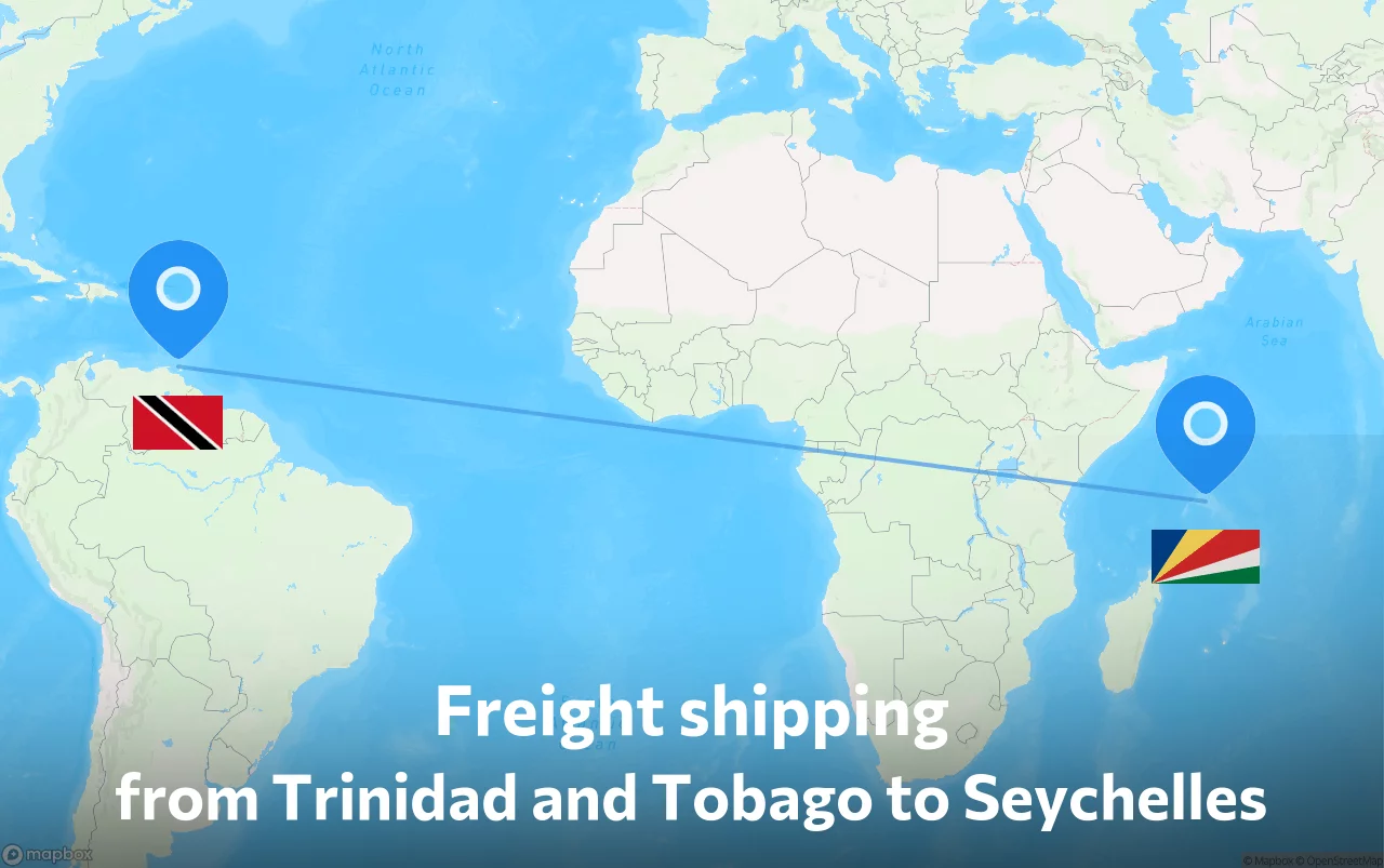 Shipping route from Trinidad and Tobago to Seychelles