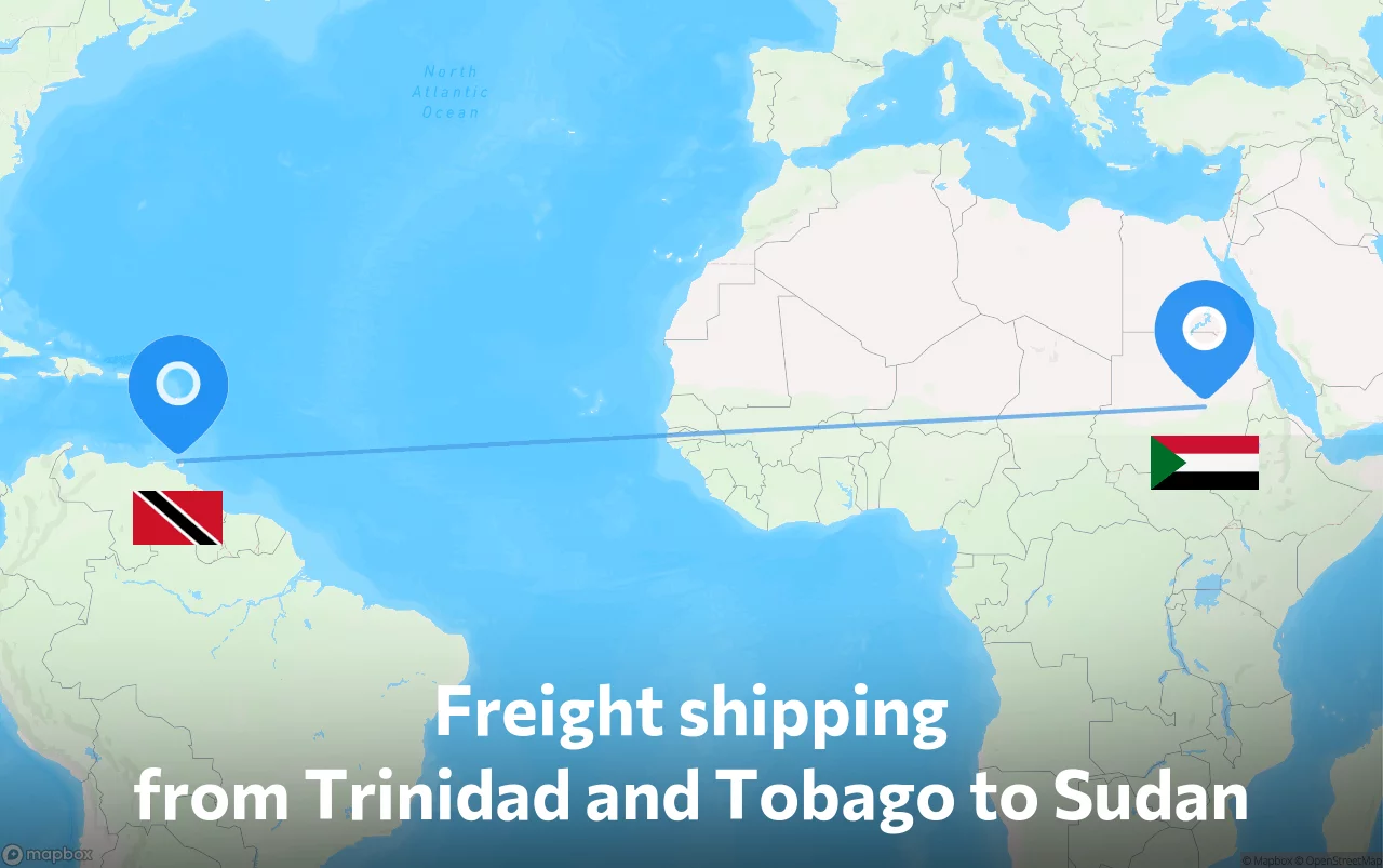 Shipping route from Trinidad and Tobago to Sudan