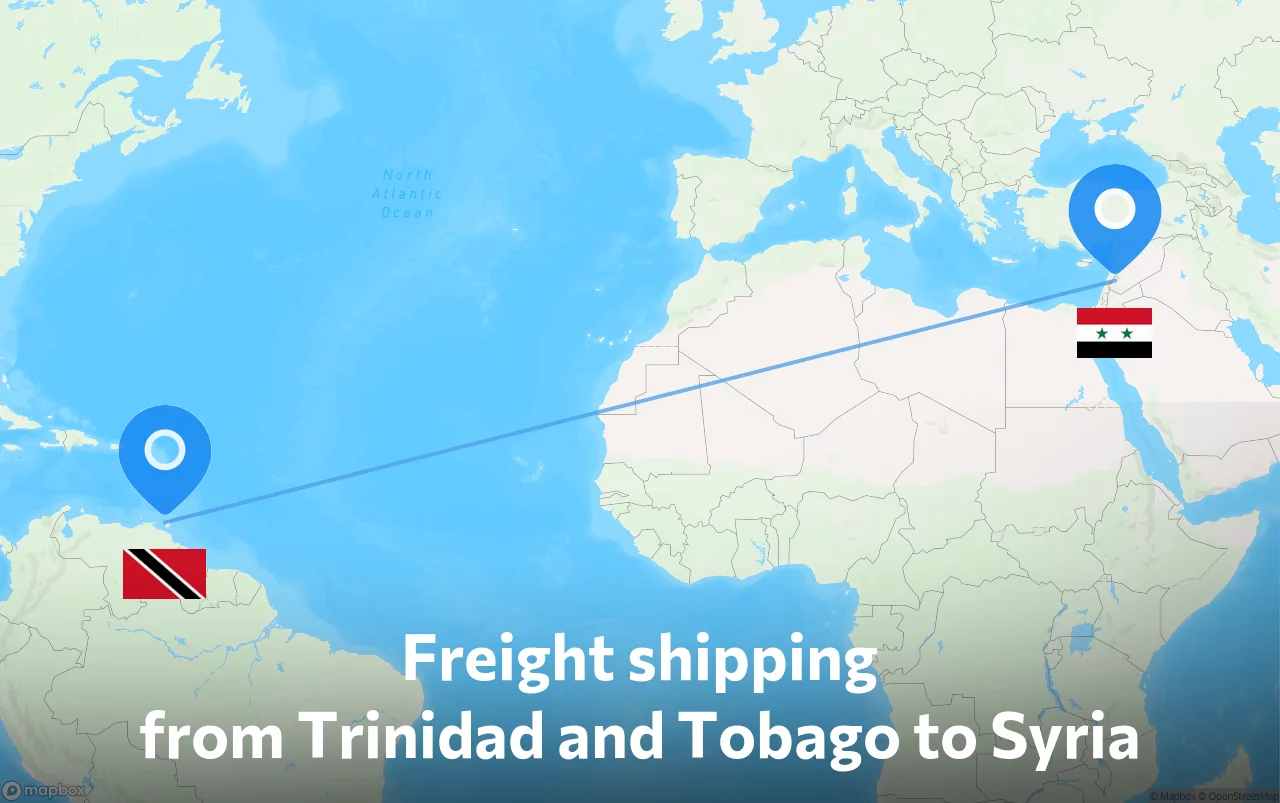 Shipping route from Trinidad and Tobago to Syria