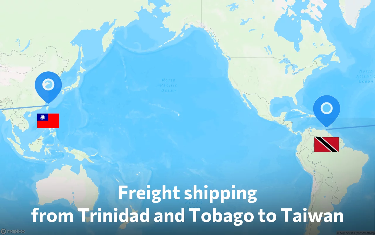 Shipping route from Trinidad and Tobago to Taiwan