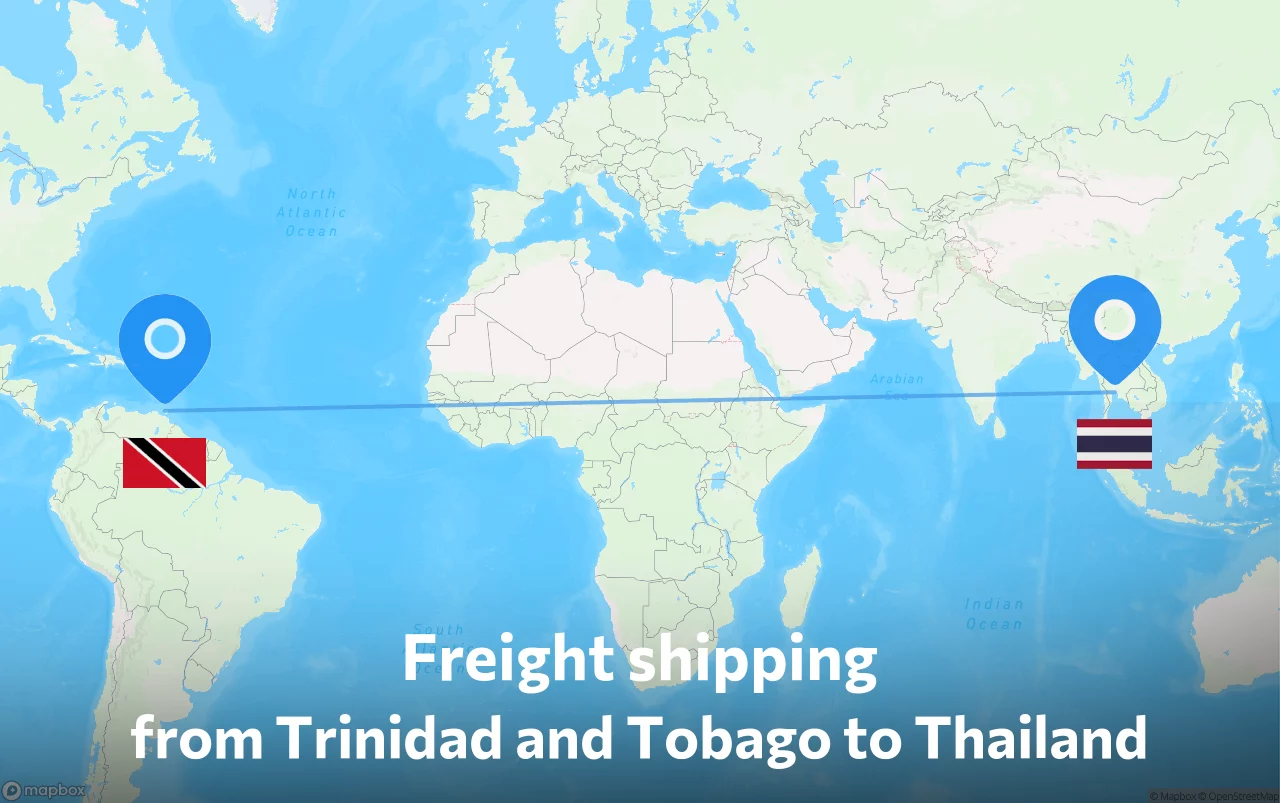 Shipping route from Trinidad and Tobago to Thailand