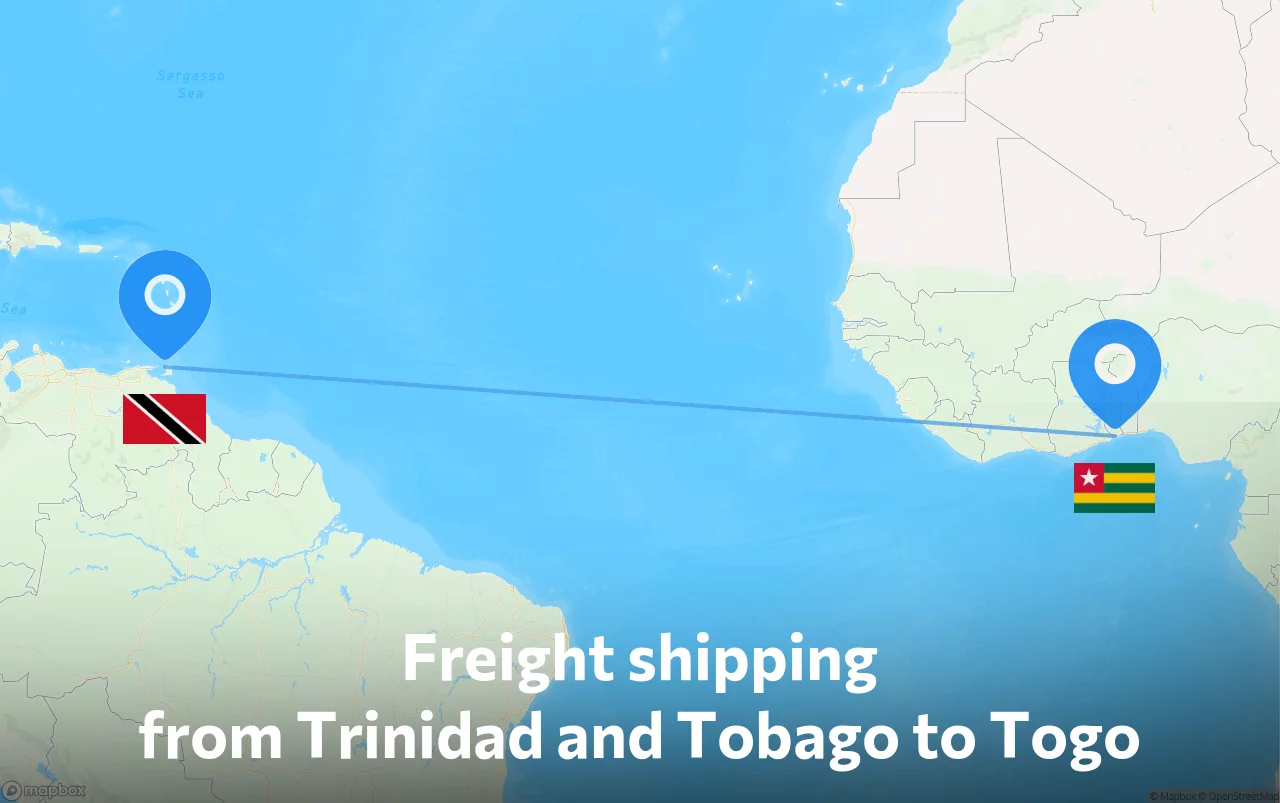 Shipping route from Trinidad and Tobago to Togo