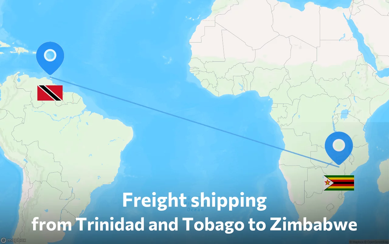Shipping route from Trinidad and Tobago to Zimbabwe