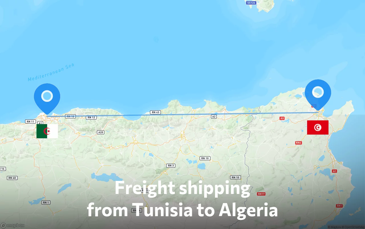 Shipping route from Tunisia to Algeria