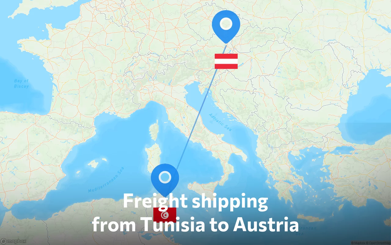 Shipping route from Tunisia to Austria