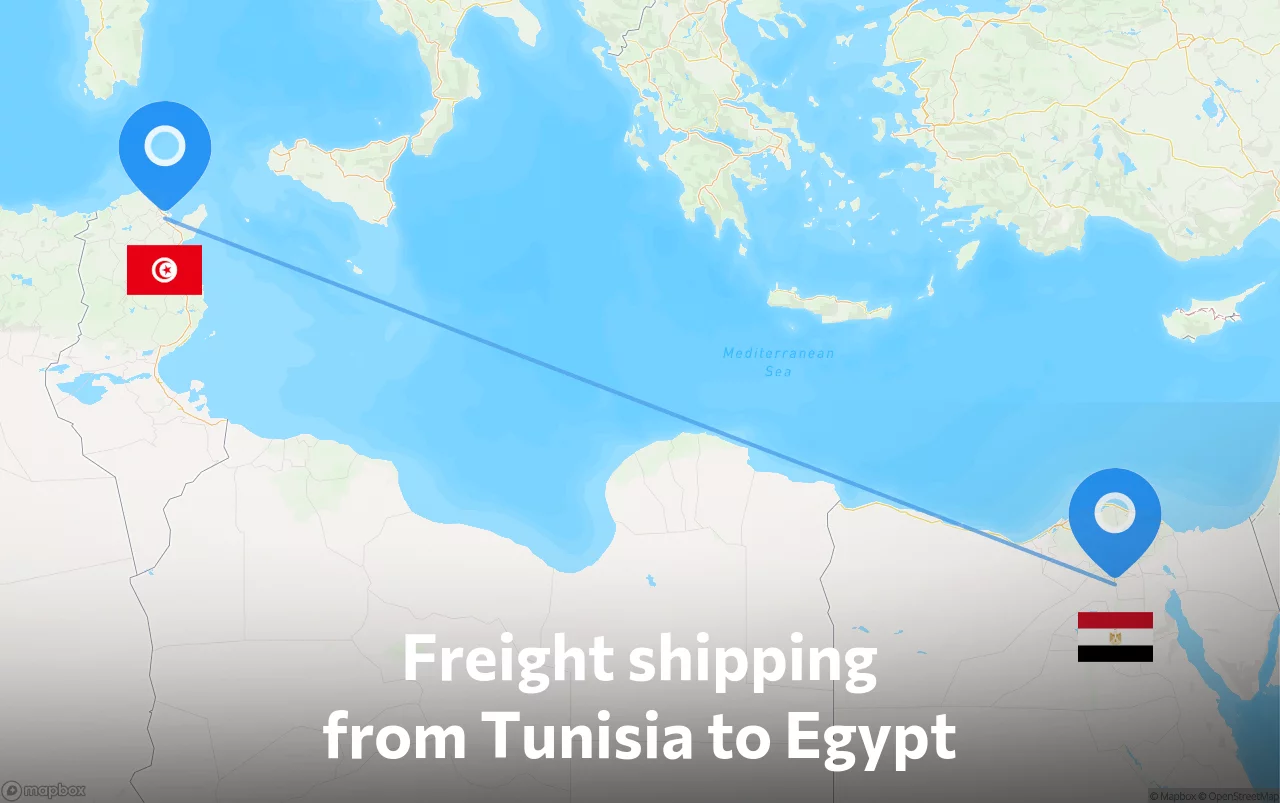 Shipping route from Tunisia to Egypt