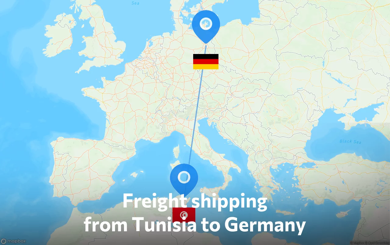 Shipping route from Tunisia to Germany