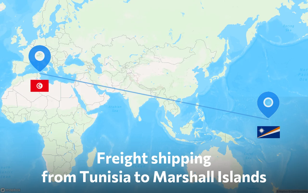 Shipping route from Tunisia to Marshall Islands