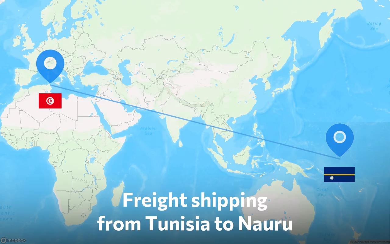 Shipping route from Tunisia to Nauru