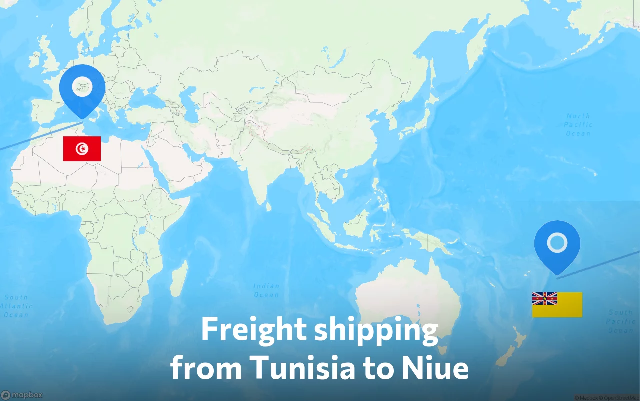 Shipping route from Tunisia to Niue