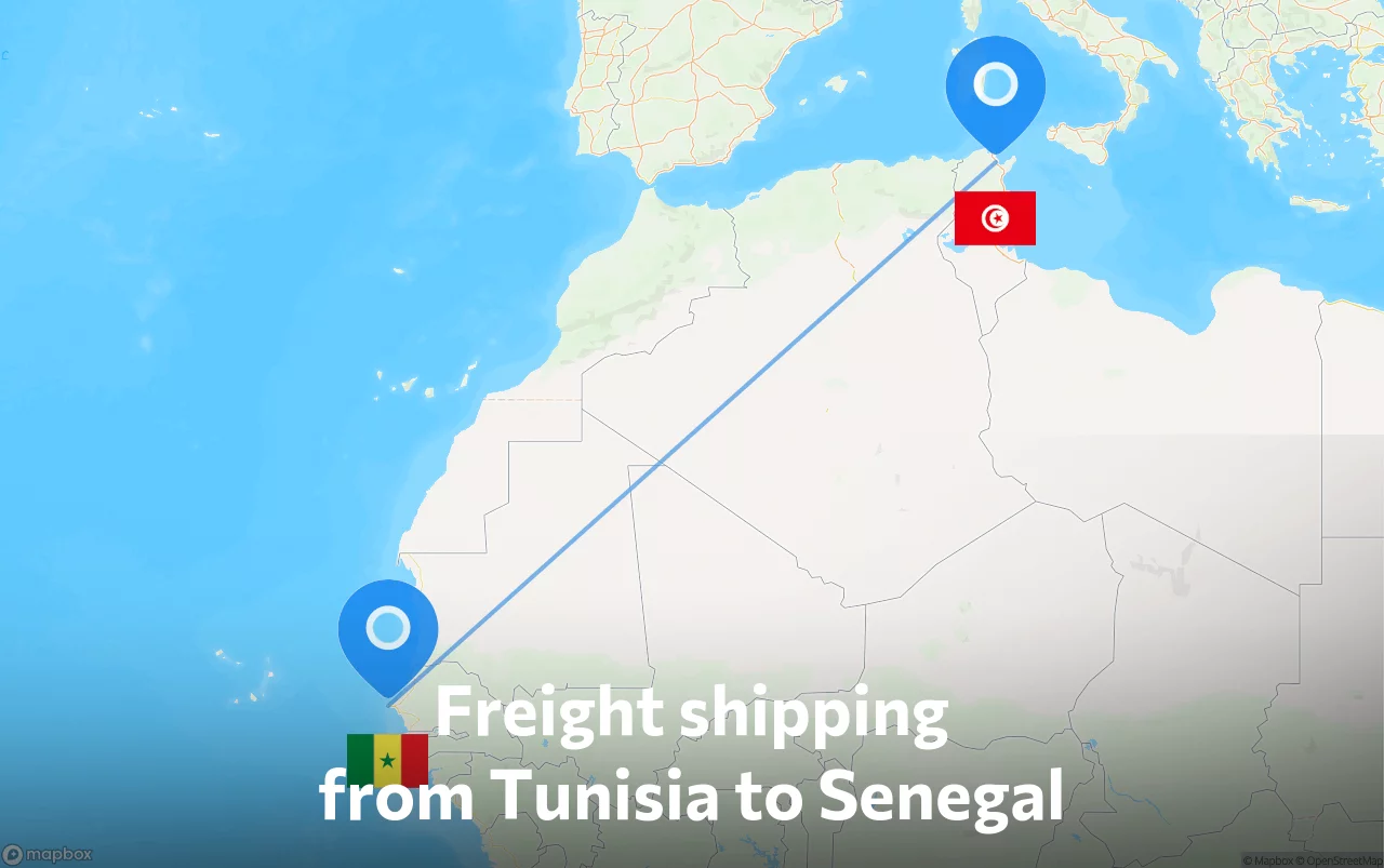 Shipping route from Tunisia to Senegal
