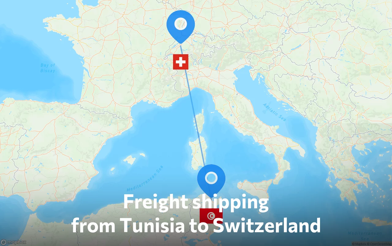 Shipping route from Tunisia to Switzerland