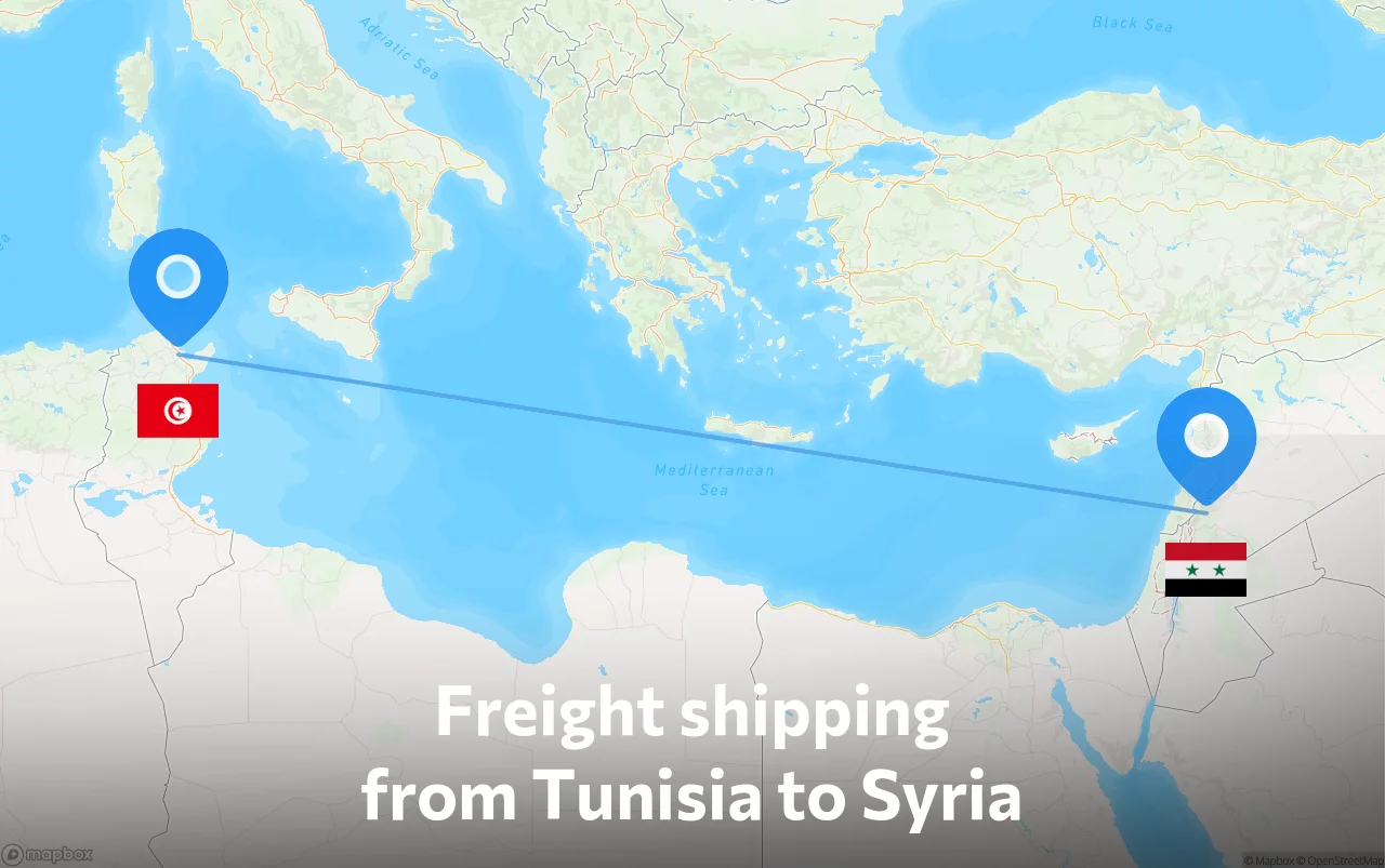 Shipping route from Tunisia to Syria