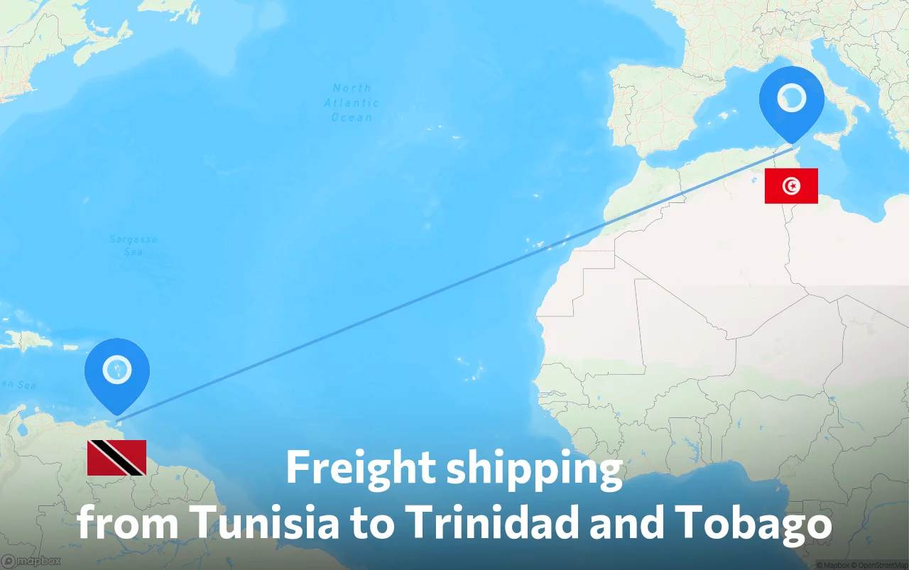 Shipping route from Tunisia to Trinidad and Tobago